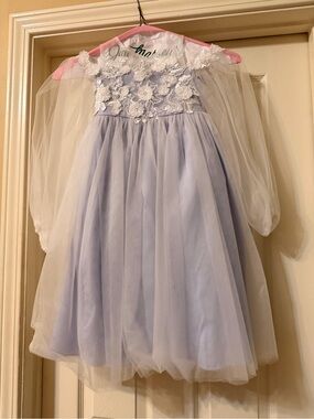 Azazie Lavender and White Lace Tulle Flower Girl Dress